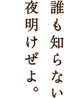誰も知らない、夜明けぜよ。でごわす。